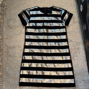 Marc By Marc Jacobs Lucienne Shift Dress W Size 4 Black and silver Striped.